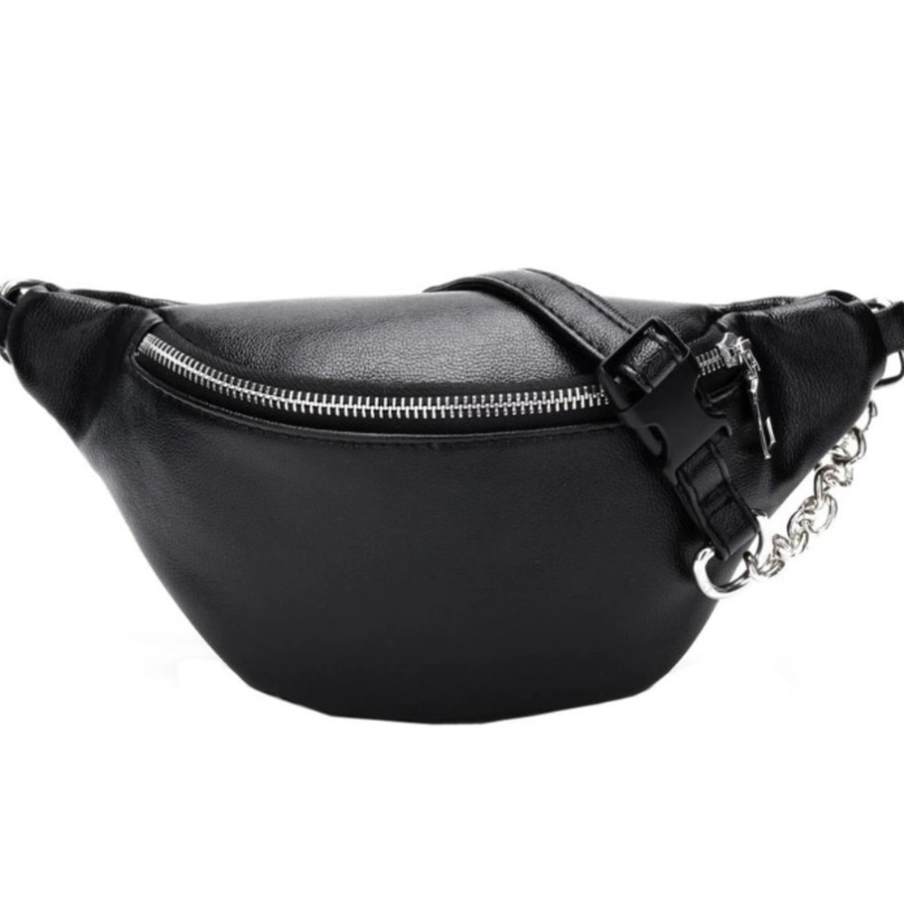 Black leather fanny pack